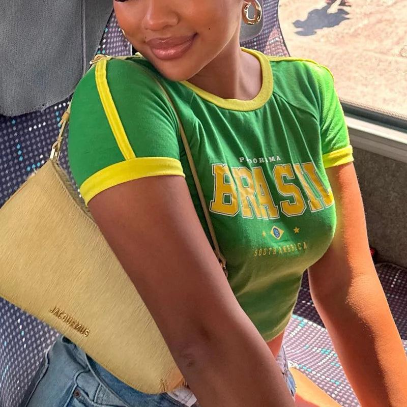 Green Brazil Baby Tee Crewneck